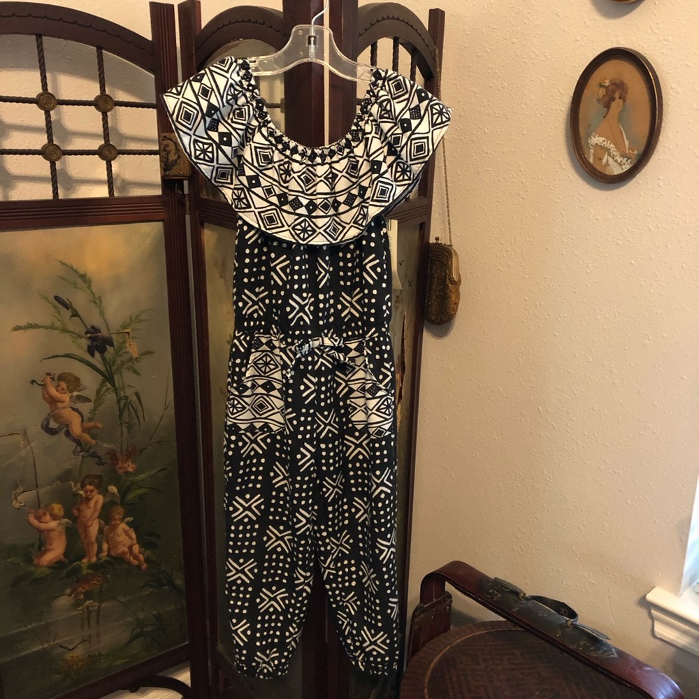 Girls Black and White Jumpsuit